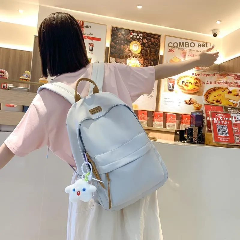 SURELAPTOP Nylon Backpack Unisex White/Black/Yellow/Blue-12