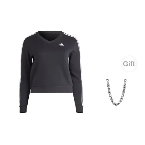 Adidas ESSENTIALS Sweatshirts Women's Black+Free Necklaces