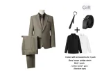 Clothing Sets (Army Green Business Suit+Army Green Trouser) with Tie+White Shirt+Belt+Cotton Socks