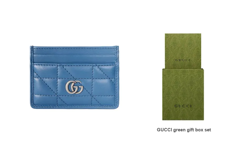 GUCCI GG Marmont Quilting Leather Coin Purses Card Holders Women's Blue-5