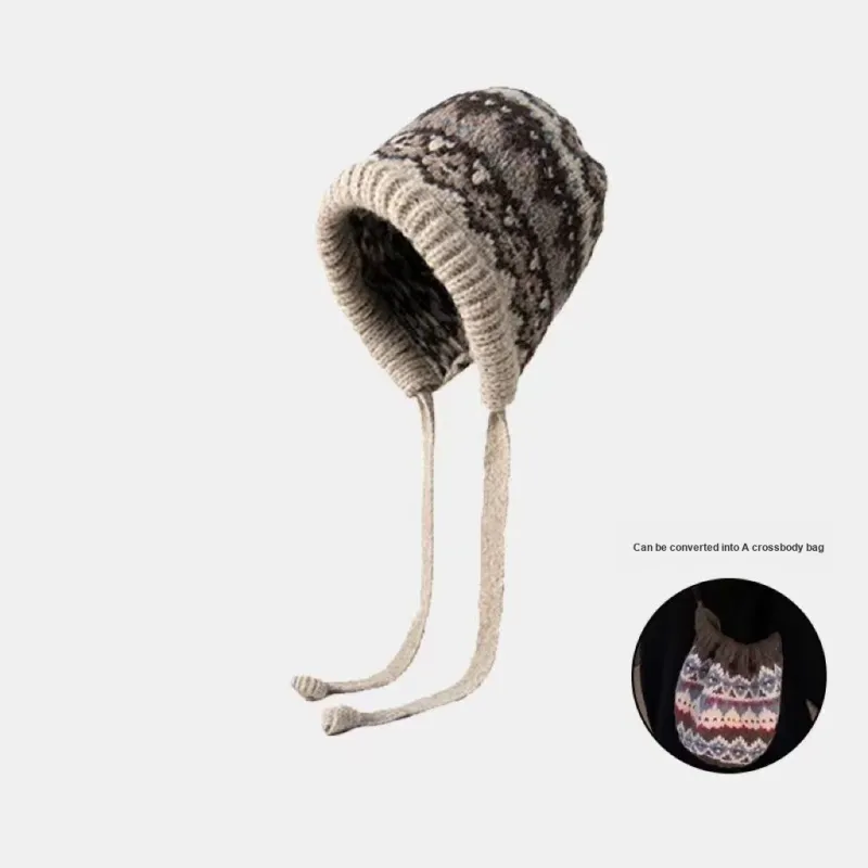 Specialoutlook Fall And Winter Balenciaga Hat Bag Dual Use Warm Face Friendly Small Plush Pile Hat Beanies Unisex-1