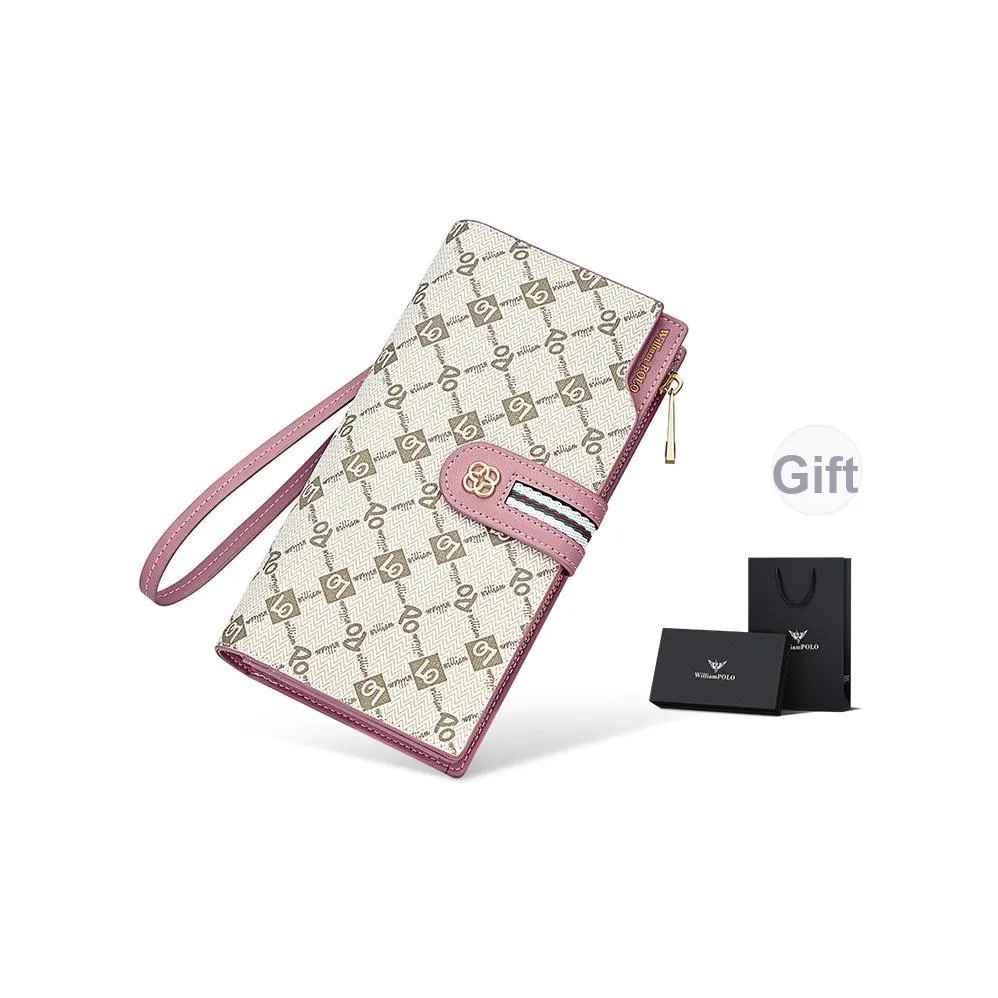 WilliamPOLO PVC Кошелек Средний Женский Зеленый Белый Пыльно-розовый