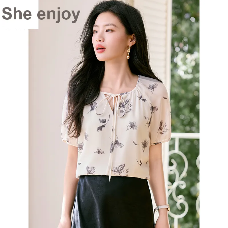 She Enjoys Chiffon Shirt Women's Ecru-4