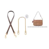 Coach Brown 1.1cm Width Plain Weave Gold Buckle Underarm 65cm+Free Decorative Chain 40cm
