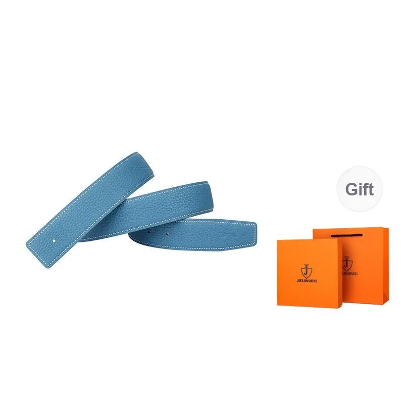 Jaylen Oos Headless H Buckle Smooth Buckle Unique Design Double Sided Top Grain Cow Leather Leather Belts Men's-44