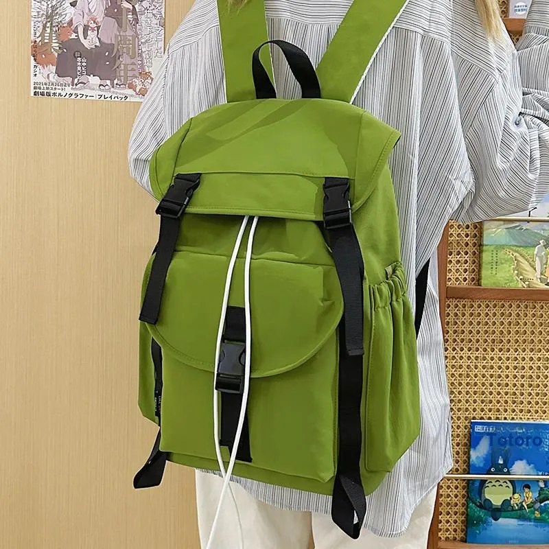 Yalu Nylon Backpack Regular Unisex Green/Khaki/Gray/Black-2