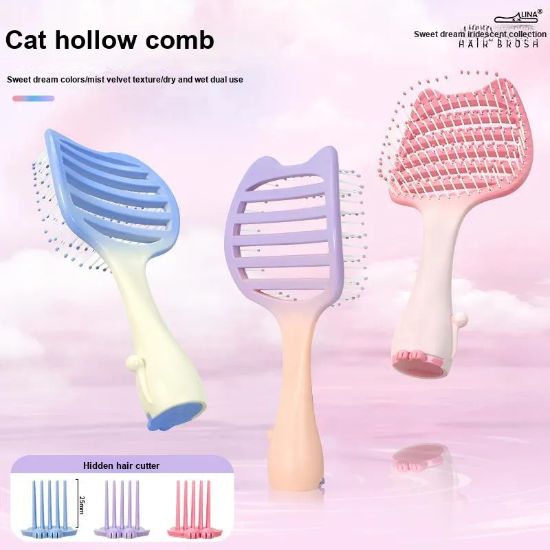 Gentle Welcome Kitten Massage Comb & Hair Styler For High Skull Top, Portable Travel Dormitory Rib Comb Fluffing Up-6