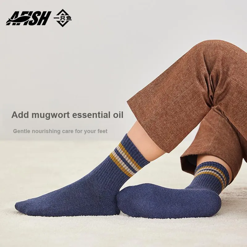 AFISH Mid Calf Socks Men's 5 Pairs Shopping Bags-10