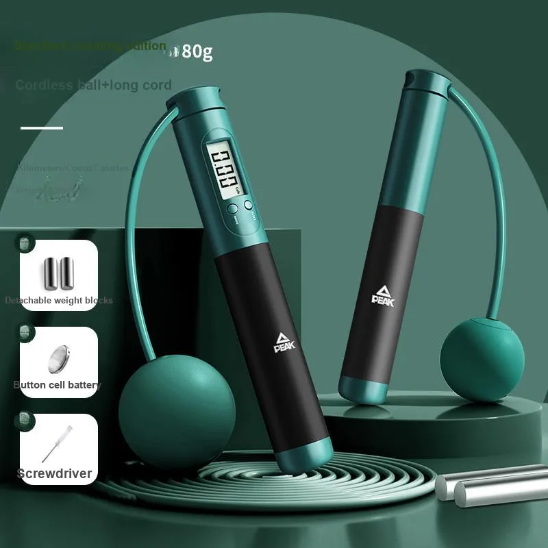 PEAK Aerobic Fat Reduction Smart Counting Jump Ropes Adults PVC+Steel Wire Rope, Silicone+TPE Controller Approx. 3.18m-1