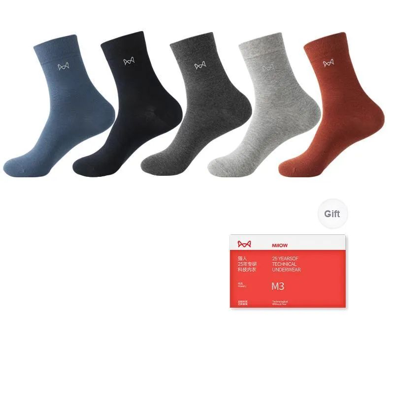 MIIOW Mid Calf Socks Men's 5 Pack Gift Box Set-19