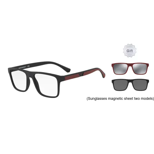 EMPORIO ARMANI Sunglasses Men Matte Black/Red Leg Set