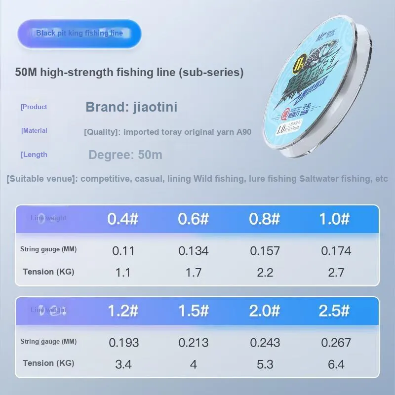 Jiadiaoni Fish Line Leader Line 50m-1