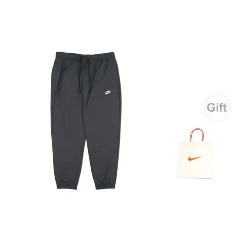 Nike Casual Pants Men Black Cuffed Long Pants+Gift Bag