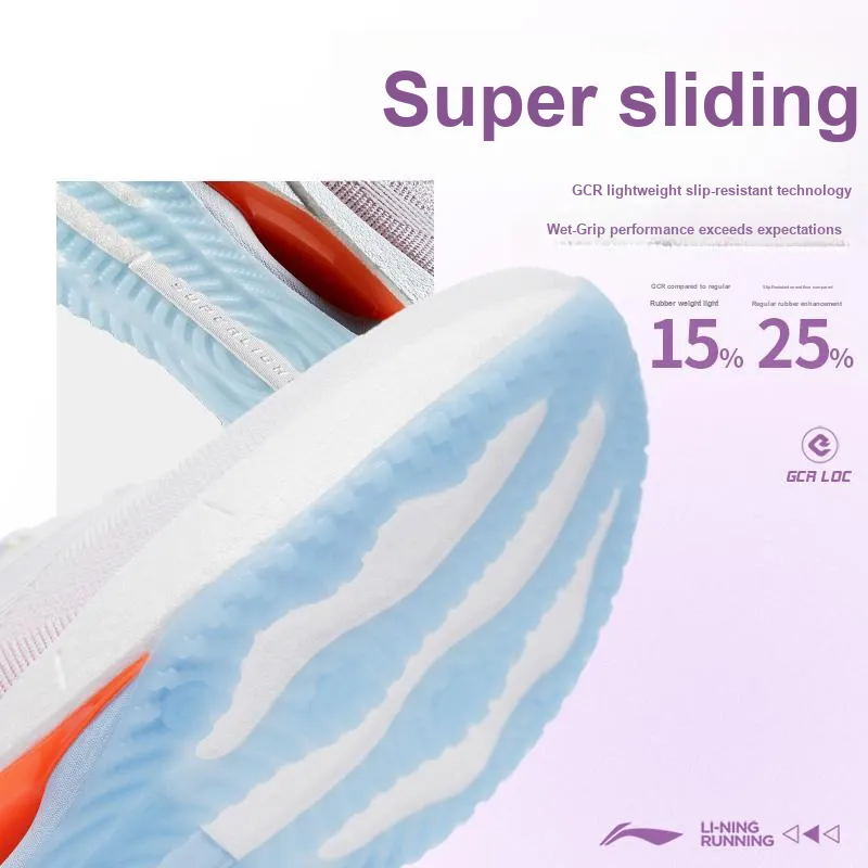 LiNing Super Light 21 Cushioning Anti-Slip Wear-Resistant Breathability Low-Top Running Shoes Women's White Orange-7