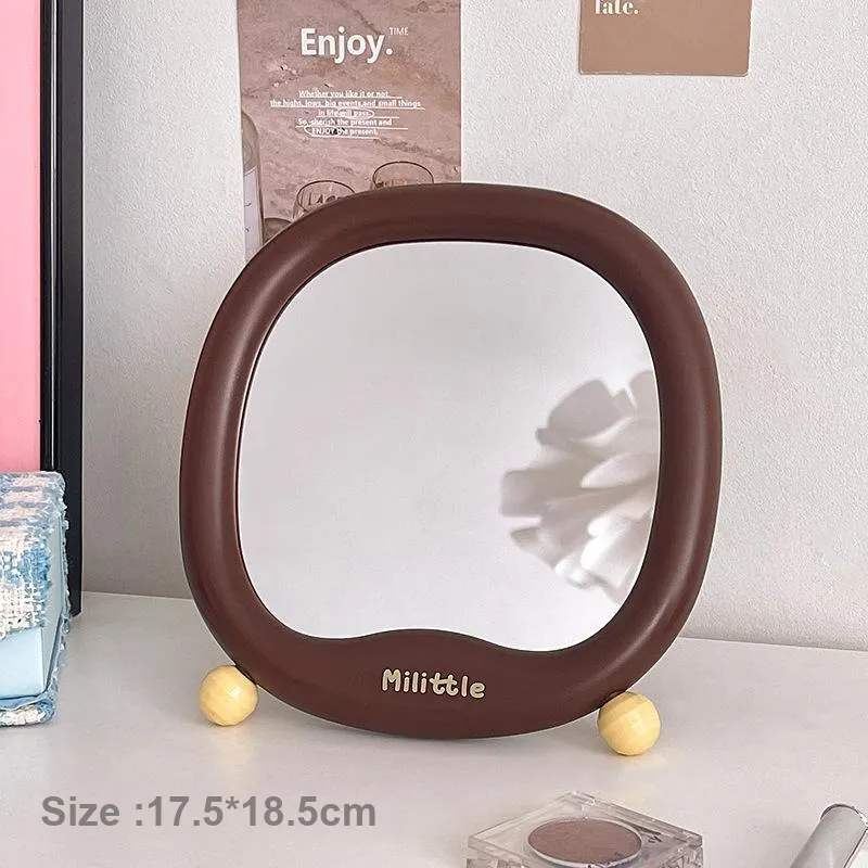 XIBI Little Tail Mirror Makeup Mirror Good Looking Desktop Stand Small Home Use Dormitory Office-5