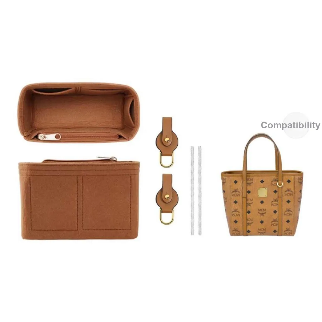 GUYI Microfiber Material Bag Accessory Bag Insert Women's Brown