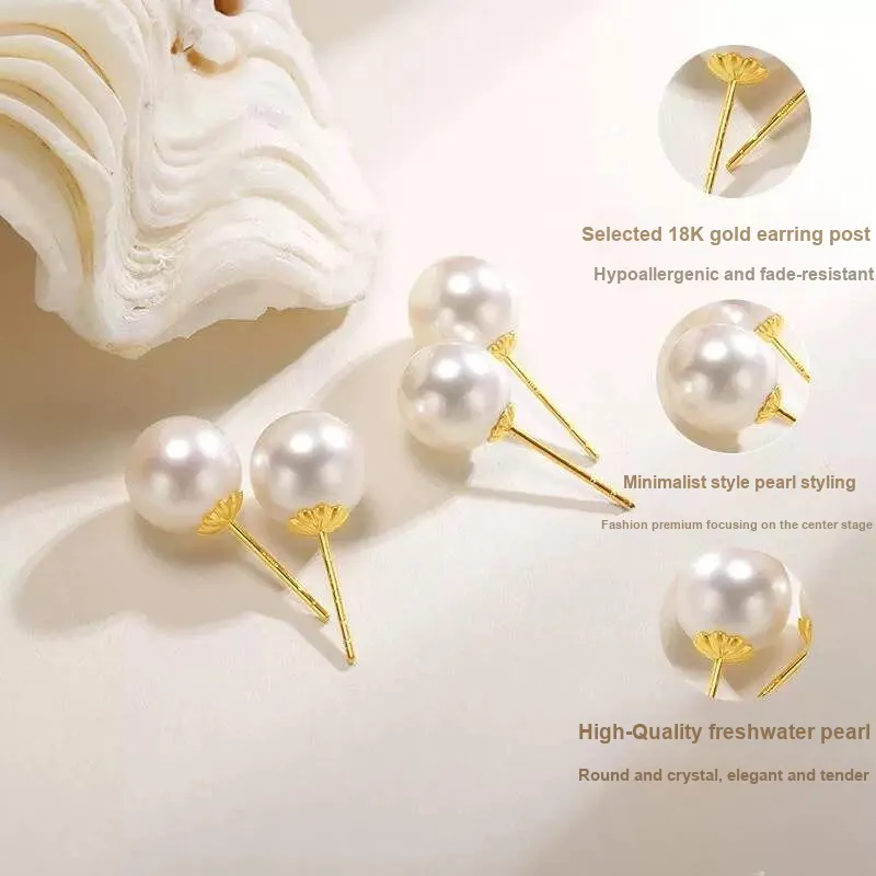 Andaozi Pearl Stud Earrings Women's-2