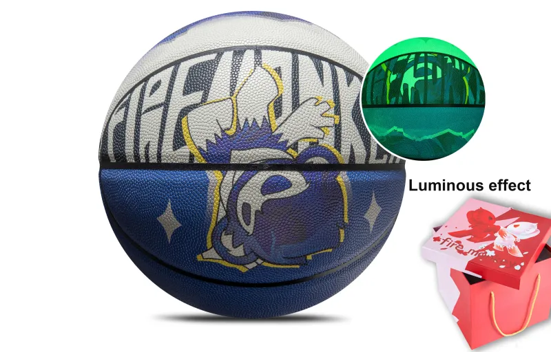 FireMonkey PU Basketball White Blue Size 7 Ball Glow In The Dark Unisex-3