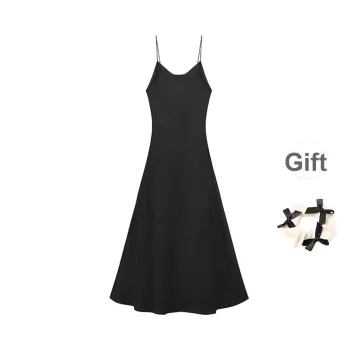 TURN UP Slip Dress Women's Black+Bowknot Hair Tie Comes With