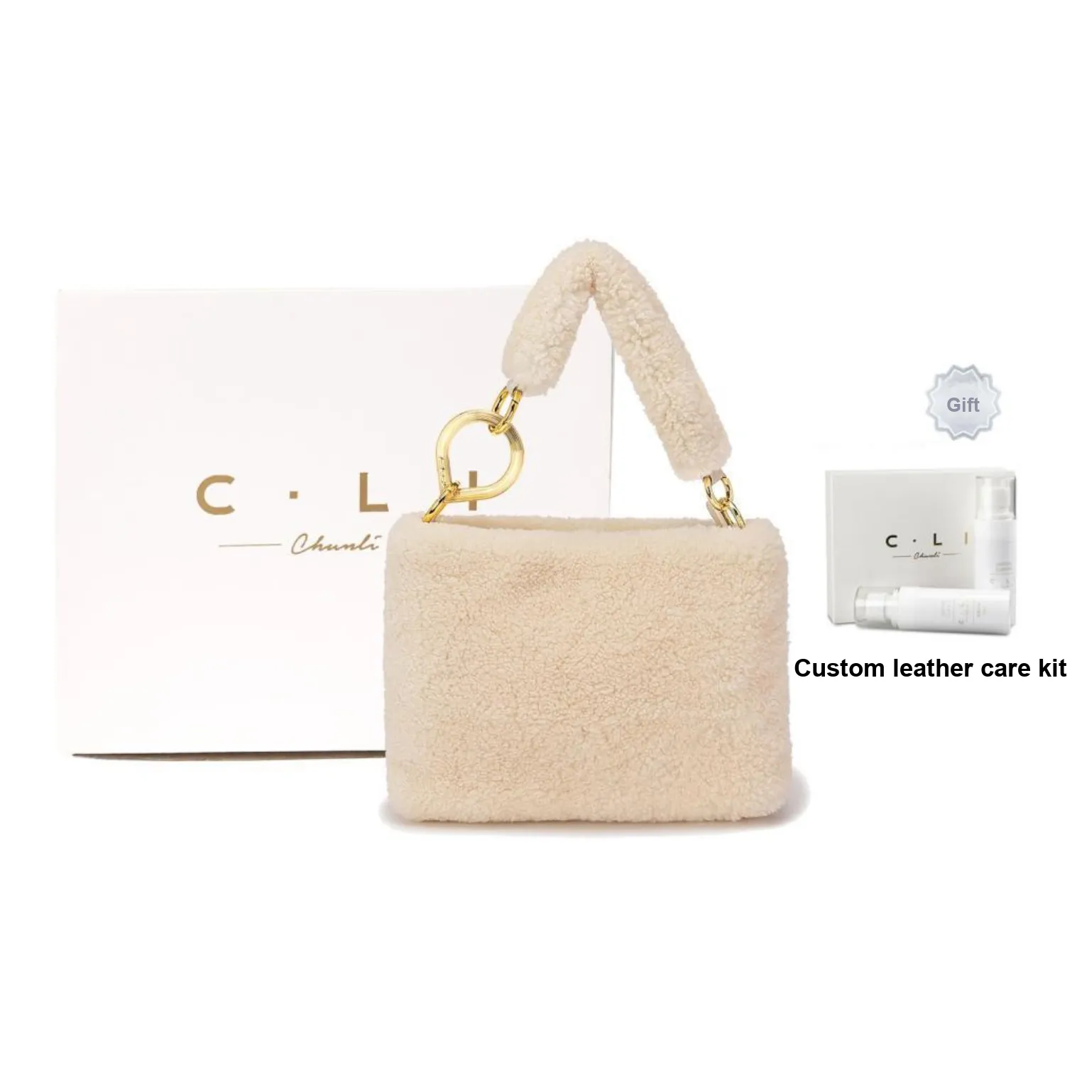 C.LI Wool Handbag, Crossbody Bag, Shoulder Bag For Women's Regular Women's Gingerbread Brown/Tranquil White