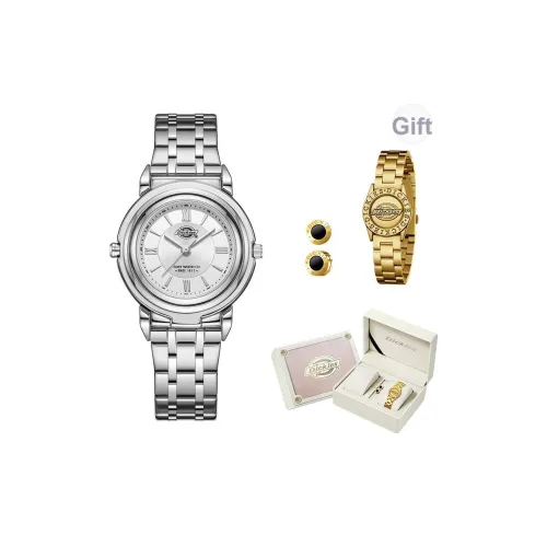 Dickies Наручные часы Кварцевый механизм Стальной ремешок Серебристый циферблат Женские часы Модные Мода Коробка