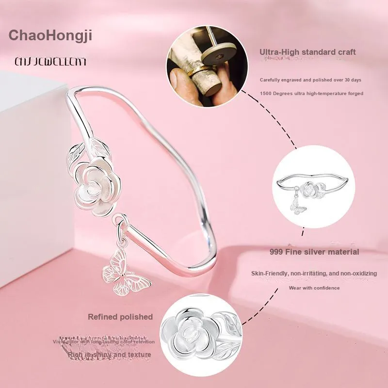 CHAOHONGJI 999 Fine Silver Bangles Women's-4