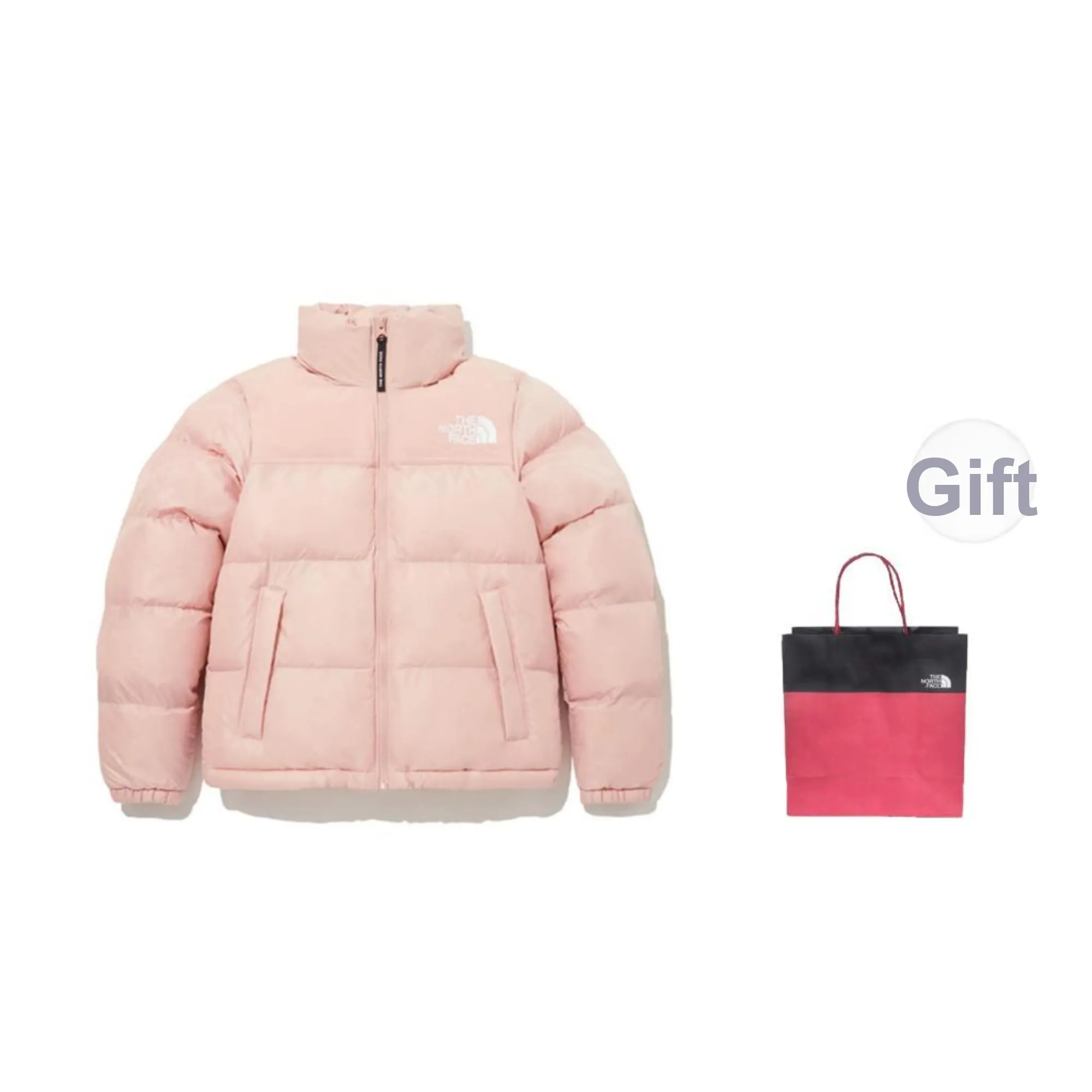THE NORTH FACE Nuptse Puffer Jacket Unisex Pink Shopping Bag Included