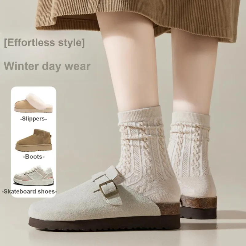 MIIOW Mid Calf Socks Women's 5 Pack Mixed Color-2