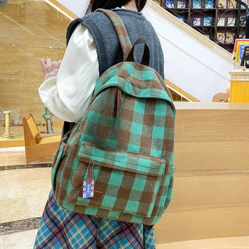Yalu Nylon Backpack Unisex Black/Red/Blue/Green/Coffee-12