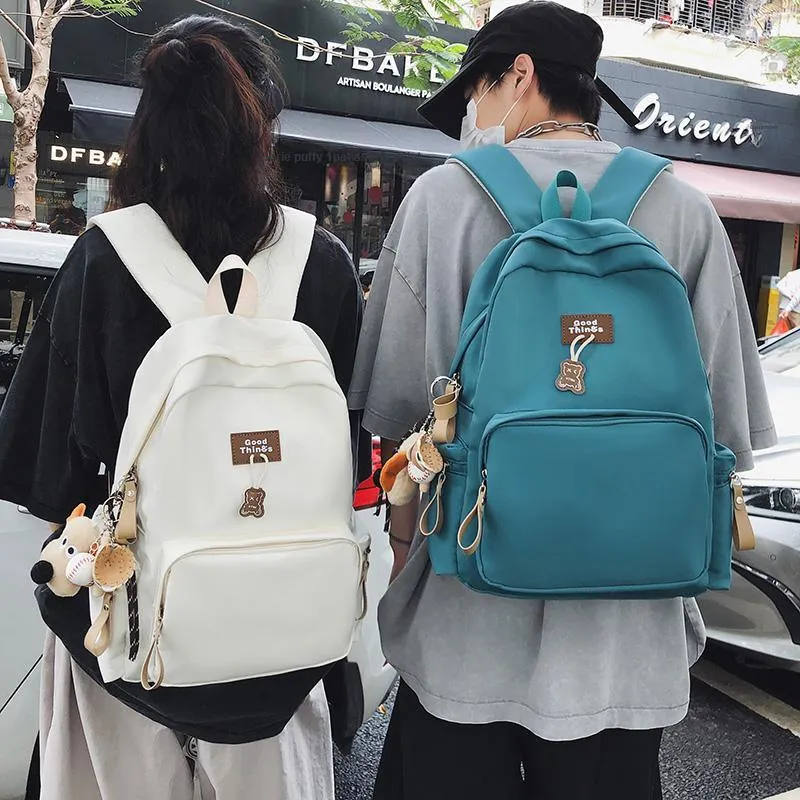 LUVISTRUE Nylon Backpack Unisex White/Black/Khaki/Peacock Blue-22