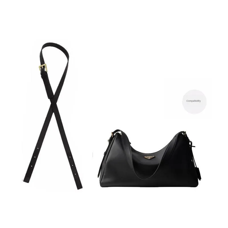 Cow Leather Bag Strap Women's Black-3