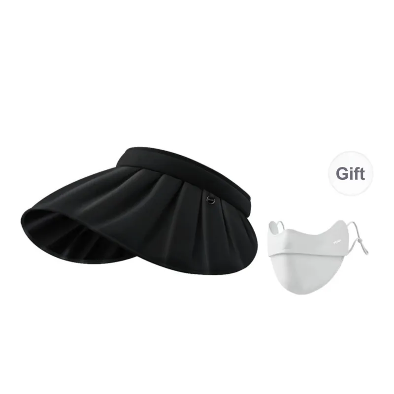 PEAK 100% Polyester Sun Protection Hats Unisex Black Beige-0