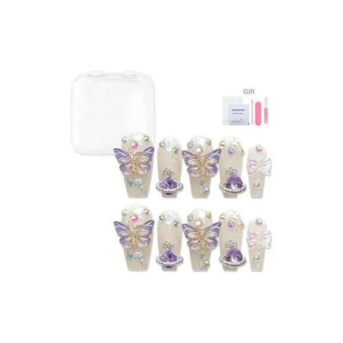 Yun Yue Joe Фиолетовый Искрящийся 3D-эффект Бабочка Мечтательный Эфирный False Nail MID Длина 25 мм