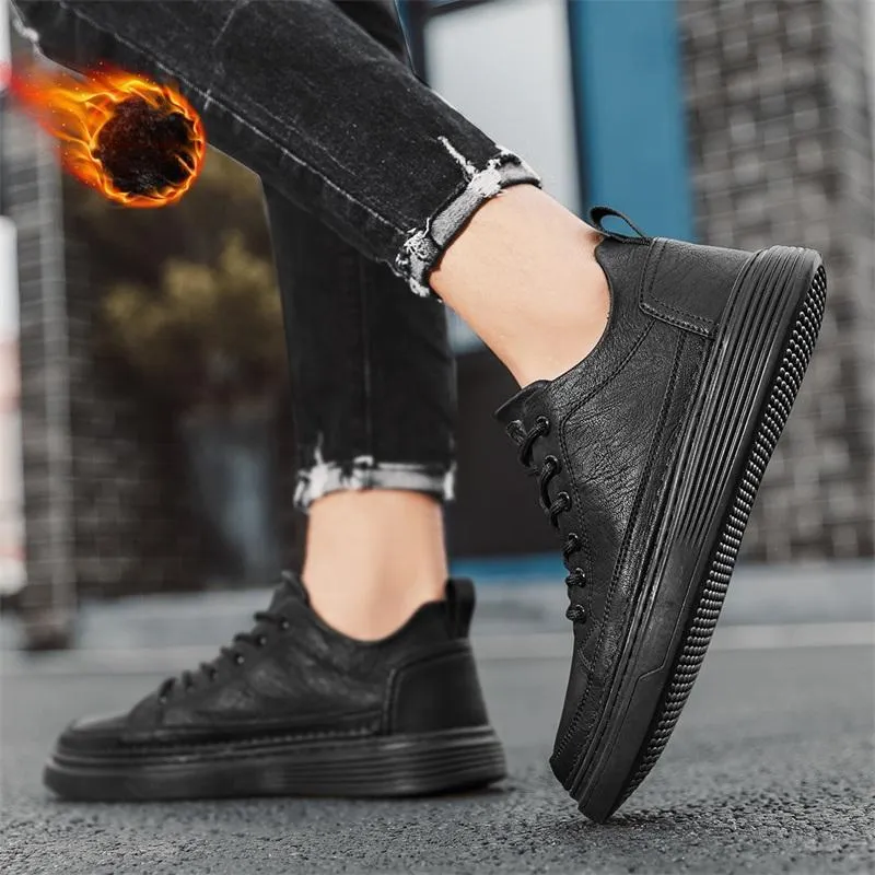 YEARCON Height Increasing Low Top Skateboard Shoes Men's Agate Black-4