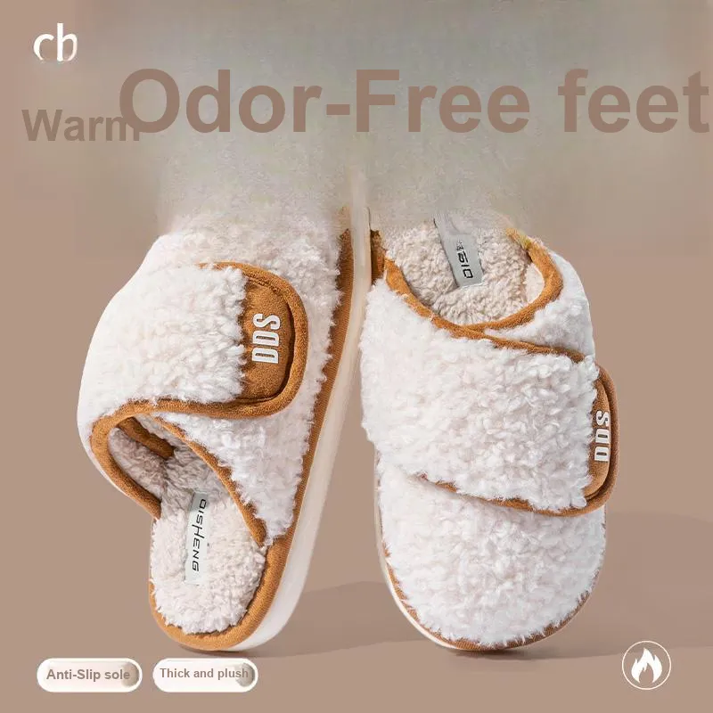 Foot Recreation Winter Home Warm Non Swollen Feet Hook and Loop Cotton Slippers Unisex-2