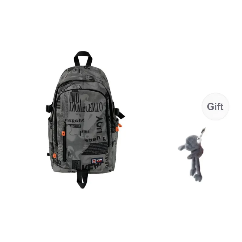 BRABOSTON Nylon Backpack Unisex Gray/Orange Red/Black/Green-0