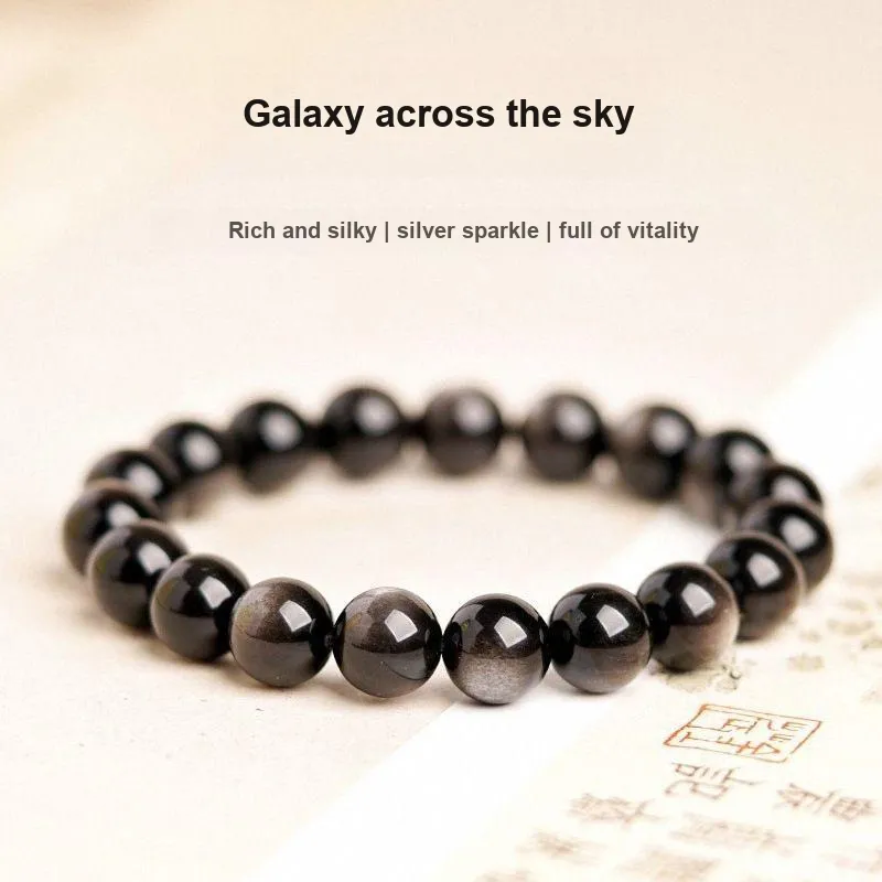 Stone On The Line Obsidian Bracelets Unisex-1