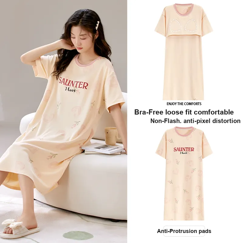 JINXU Nightgown Women's Apricot-3