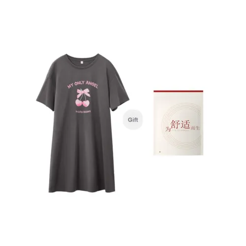 Red Beans At Home Nightgown Women's Shopping Bag Dark Gray