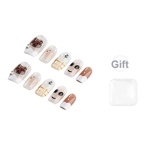 BDQC Ручной рисунок Смешанный Cartoon Bear False Nail Средний LADDER Стиль Майярд Градиентный Милый 20mm