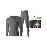 Men's V-Neck Clothing Sets (Downpour Gray) Dralon Heat/Seamless Antibacterial