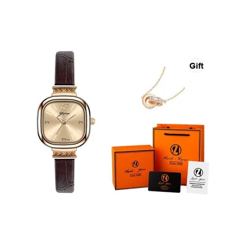 YAJIAYI Кварцевый механизм кожаный ремешок женские часы золотой циферблат