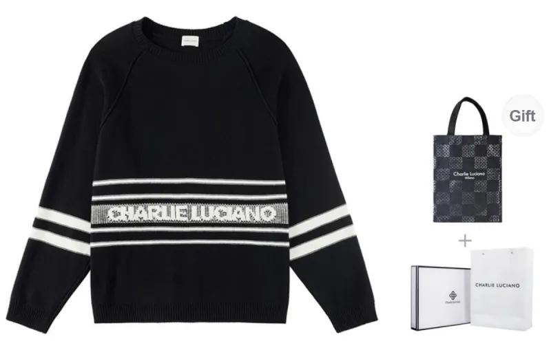Charlie Luciano Sweater Unisex Black White-8