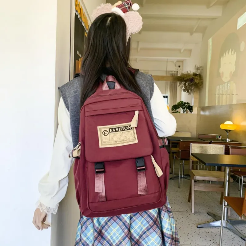 MOK Nylon Backpack Regular Unisex White/Black/Burgundy/Khaki-13