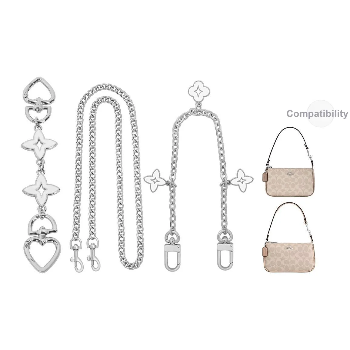 Lan Bao Fan Металлический Сплав Сумка Аксессуар Комбо Набор Женская Серебряная