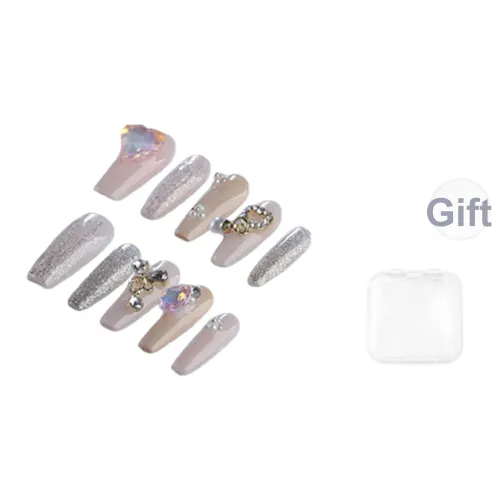 Fanze Девичий Стразы Бабочка Позолоченный False Nail MID Длина Розовый Смудж 30MM