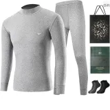 Mock Neck Clothing Sets (Light Gray) 100% cotton Windproof/Includes 2 Pack Cotton Socks+Shopping Bag
