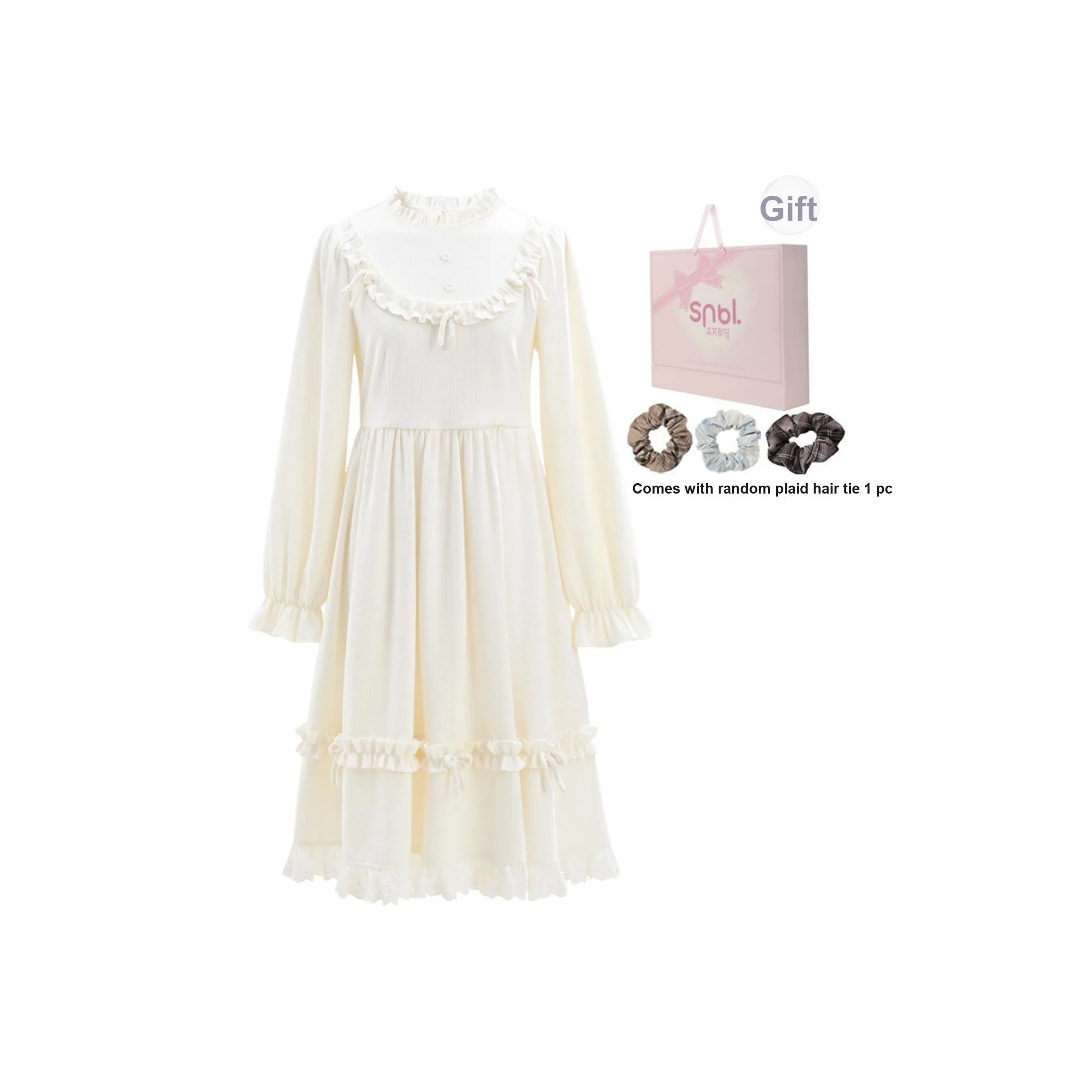 SNBL Длинное платье с длинными рукавами женское белое