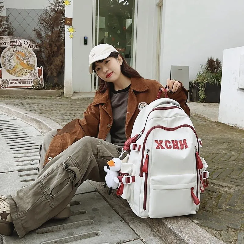 Tibai Nylon Backpack Unisex Printed Bear/Black/White Blue/White Red-25