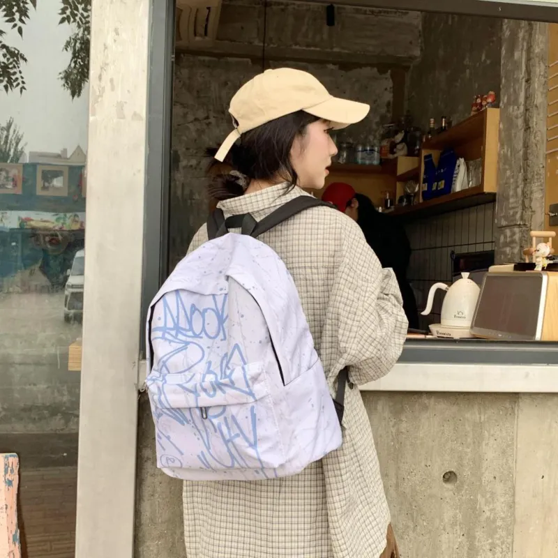 Yalu Waterproof Fabric Backpack Regular Unisex Pink Graffiti/Blue Graffiti/Gray Graffiti-10